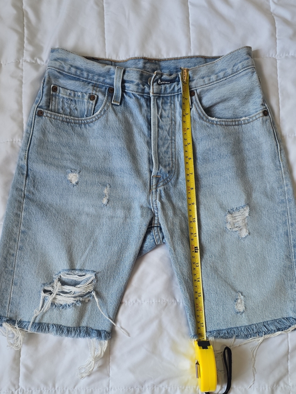 Levi's Light Blue Distressed Denim Shorts